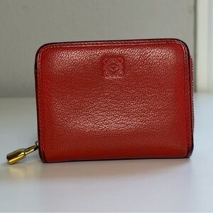 Loewe Leather Zip Wallet with Lock Zipper Pull/Charm
